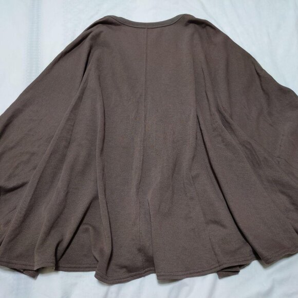 Lavod Brown V-neck Poncho Wraps - Picture 2 of 7